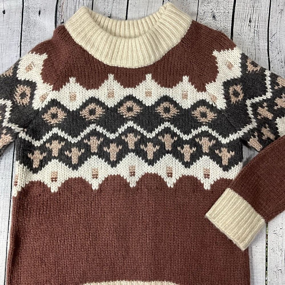AERIE Fair Isle Wool Blend Chunky Sweater - Picture 2 of 6